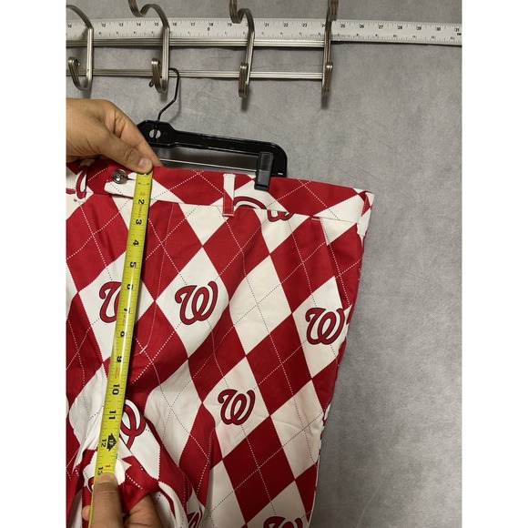 Loudmouth Shorts Men 44 Red White Washington Nationals Argyle MLB Baseball Chino - Picture 5 of 9